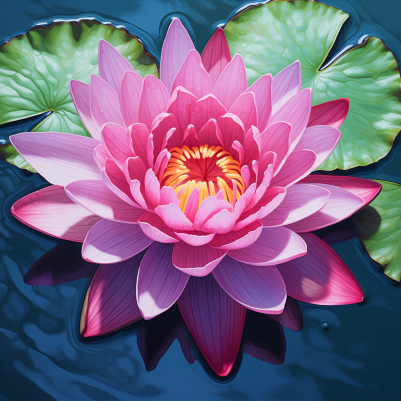 Floating Hot Pink Water Lily