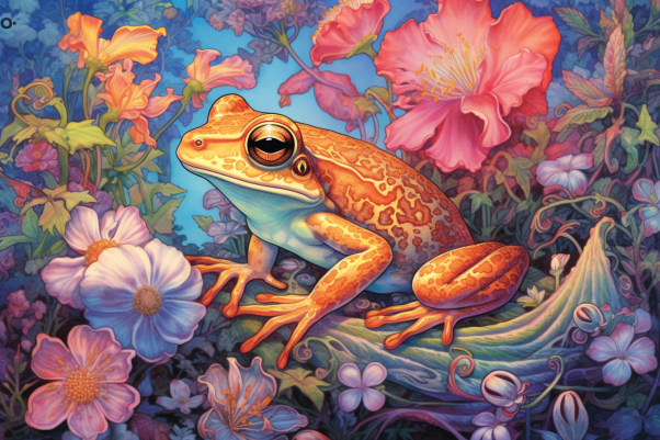 Frog And Flowers