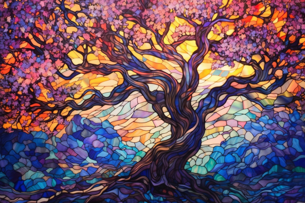Glorious Stained Glass Blooming Tree