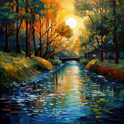 Golden Sun Over Peaceful Stream