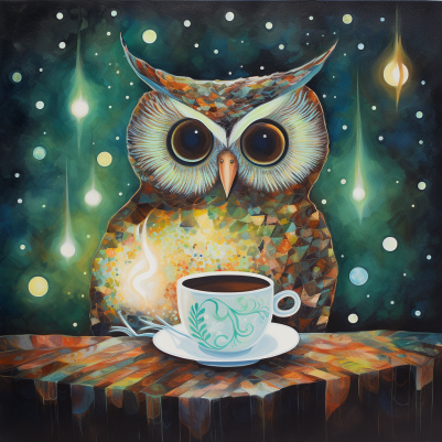 Coffee Break Owl Diamond Painting Kit