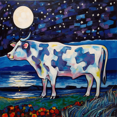 Cow At Night Diamond Painting Kit