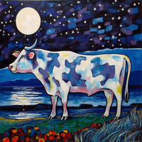 Thumbnail for Cow At Night Diamond Painting Kit