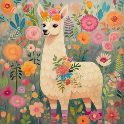 Fun Llama In Flowers