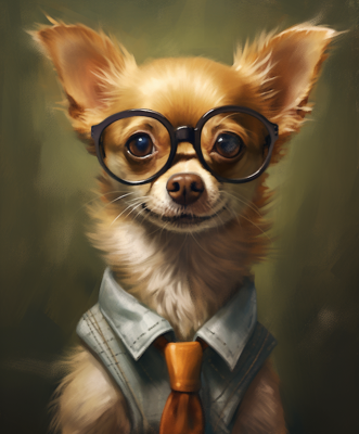 Smart Chihuahua In Black Glasses