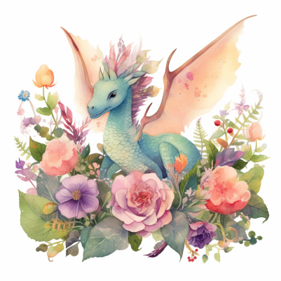 Fairy Dragon In Flowers