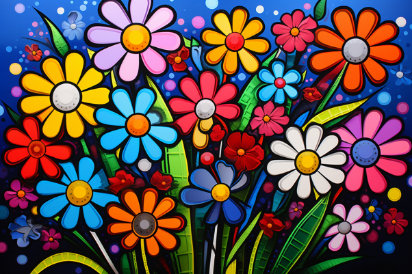 Playful Fun Bright Flowers