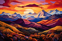 Thumbnail for Warm Sunset And Mountain Range