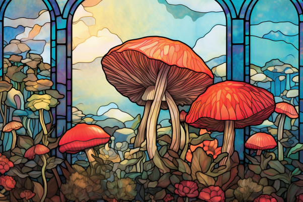 Graceful Mushrooms Stained Glass Vibe