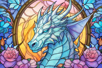 Thumbnail for Dreamy Ice Dragon On Stained Glass