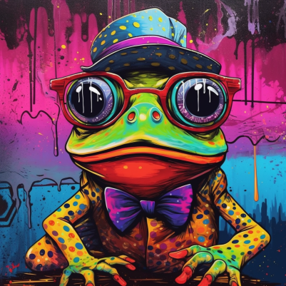 Funky Frog In Red Glasses Art