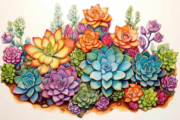 Beautiful Watercolor Succulent Garden  Diamond Painting Kits