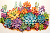 Thumbnail for Beautiful Watercolor Succulent Garden  Diamond Painting Kits