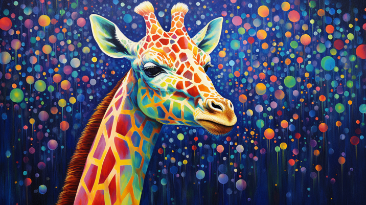 Giraffe And Many Colores  Diamond Painting Kits