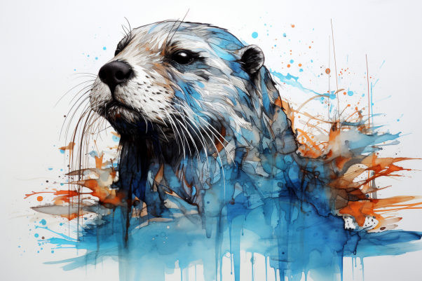 Serious Watercolor Otter  Diamond Painting Kits