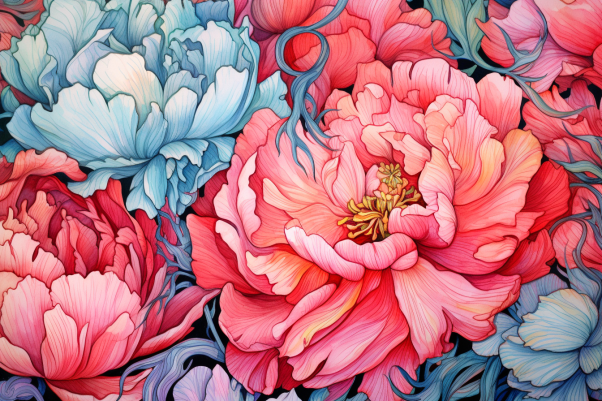 Closeup Pretty Peonies  Diamond Painting Kits