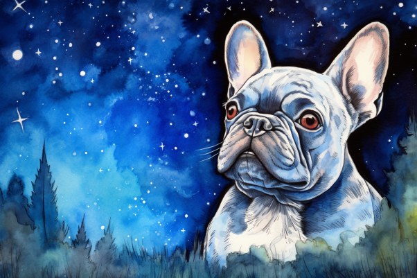 Starry Night French Bulldog  Diamond Painting Kits