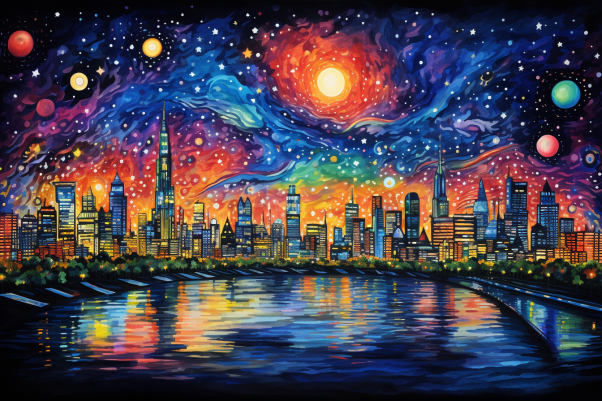 Beautiful Bangkok Starry Night Sky