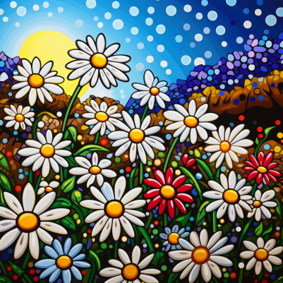 Vibrant Field Of Daisies