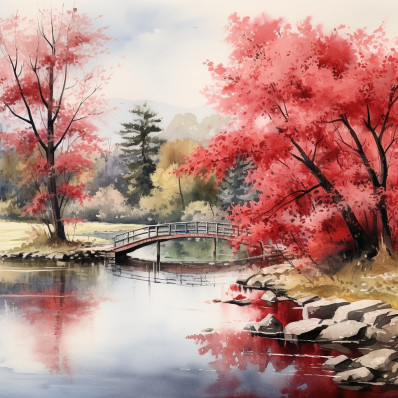 Breathtaking Watercolor Bridge   Diamond Painting Kits