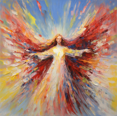 Angel And Exploding Colors