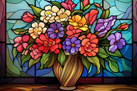 Thumbnail for Bouquet Of Flowers Stained Glass Vibes  Diamond Painting Kits