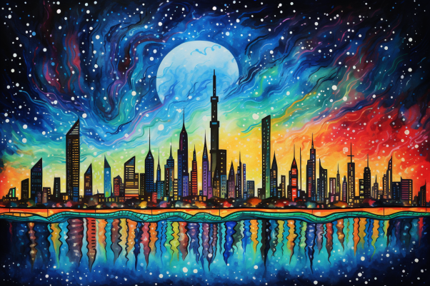 Colorful Starry Night In Dubai