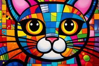 Thumbnail for Pretty Bold Bright Colored Kitty  Diamond Painting Kits