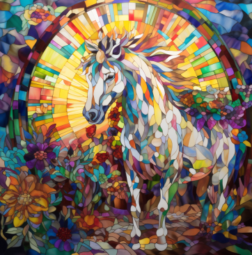 Dream Horse In Stained Glass Window Diamond Painting Kit