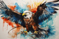 Thumbnail for Red White And Blue Watercolor Eagle  Diamond Painting Kits