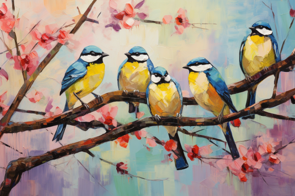 Springtime Birds On Branches  Diamond Painting Kits