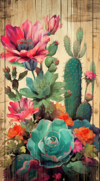 Thumbnail for Pretty Cacti Painting On Wood