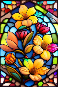 Thumbnail for Yellow Flowers On Stained Glass, Vibrant
