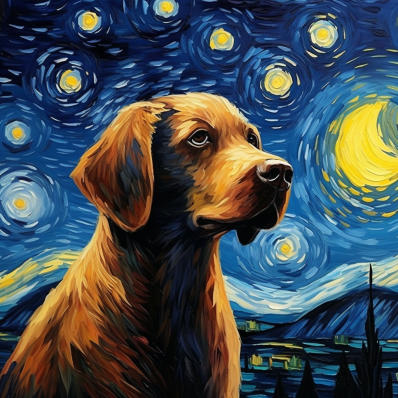 Sweet Brown Puppy On A Starry Night