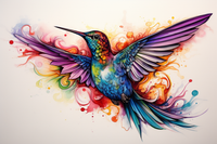 Thumbnail for Beautiful Sweet Watercolor Hummingbird  Diamond Painting Kits