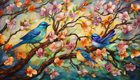 Thumbnail for Three Beautiful Birds In Spring  Diamond Painting Kits