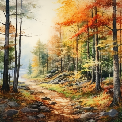 Forest Trail On An Autumn Day   Diamond Painting Kits