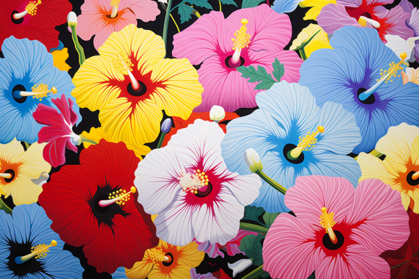 Colorful Hibiscus Fantasy  Diamond Painting Kits