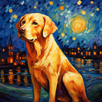 Thumbnail for Golden Retriever On A Starry Night