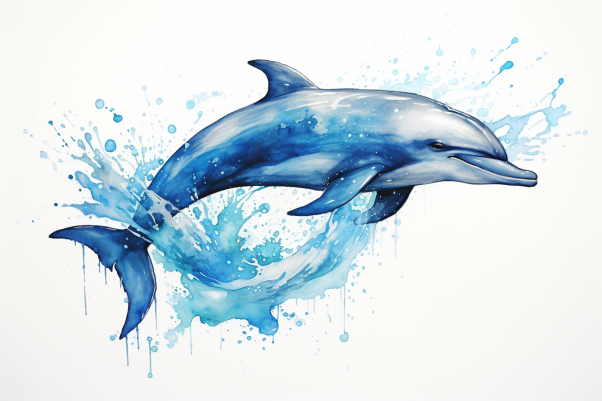 Splashing Watercolor Dolphin