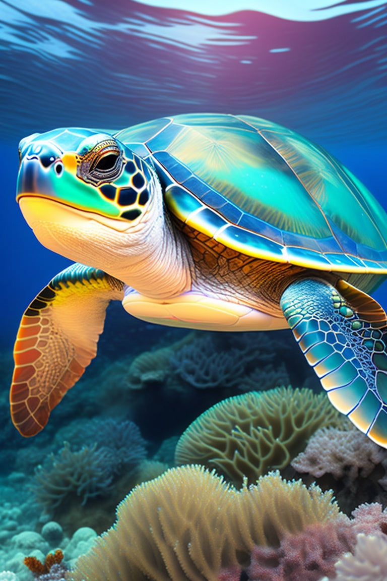Sea Turtle In The Blue Sea