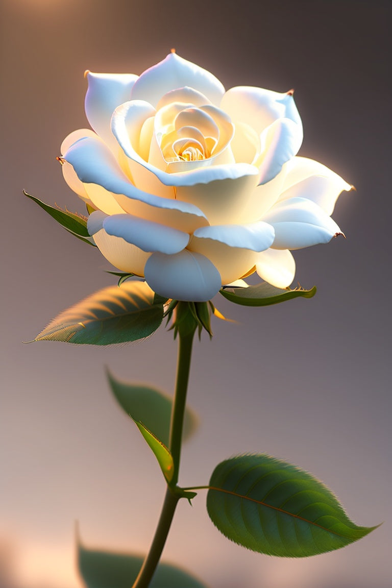 White Rose Glowing In The Light