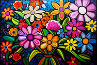 Thumbnail for Playful Fun Vibrant  Bouquet Of Flowers  Diamond Painting Kits