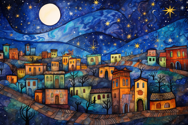 Starry Night Over Mexican Village