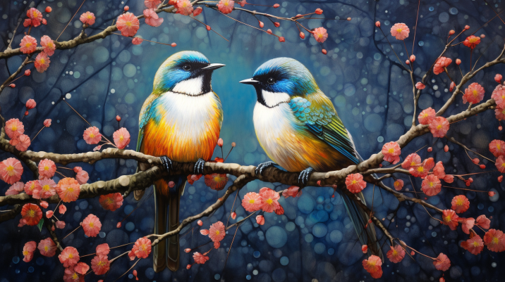 Love Birds On A  Branch  Diamond Painting Kits