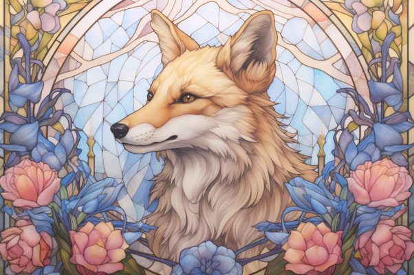 Graceful Fox On Stained Glass