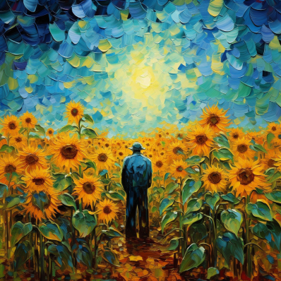 Farmer And His Sunflowers