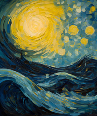 Thumbnail for Waves And Full Moon Starry Night Style
