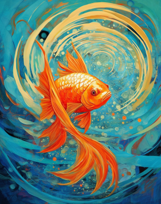 Blue Swirls From A Vibrant Goldfish