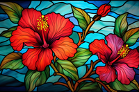 Thumbnail for Red Hibiscus On Stained Glass   Diamond Painting Kits